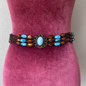 Bohemian Women’s Faux Turquoise Leather Tie Belt